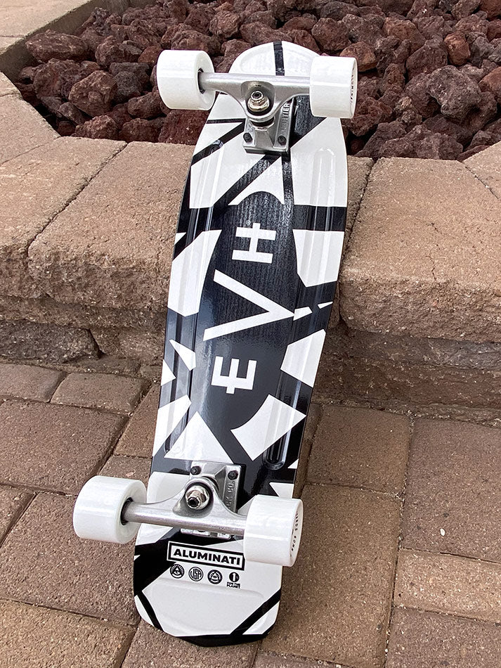 EVH White & Black Stripes Skateboard - Image 3