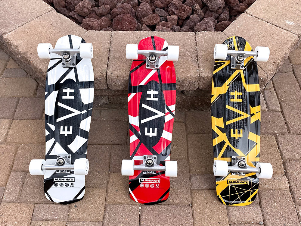 EVH White & Black Stripes Skateboard - Image 8