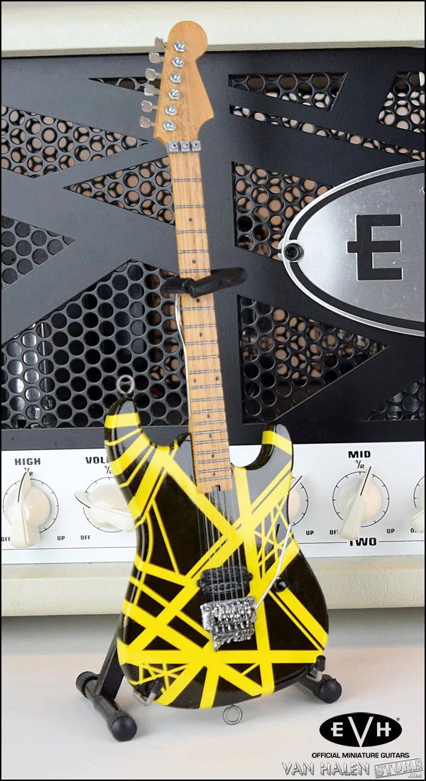 EVH Black and Yellow Mini Guitar - Image 3