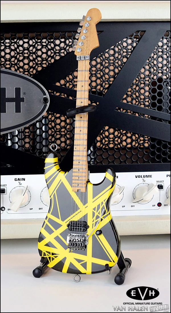 EVH Black and Yellow Mini Guitar - Image 4