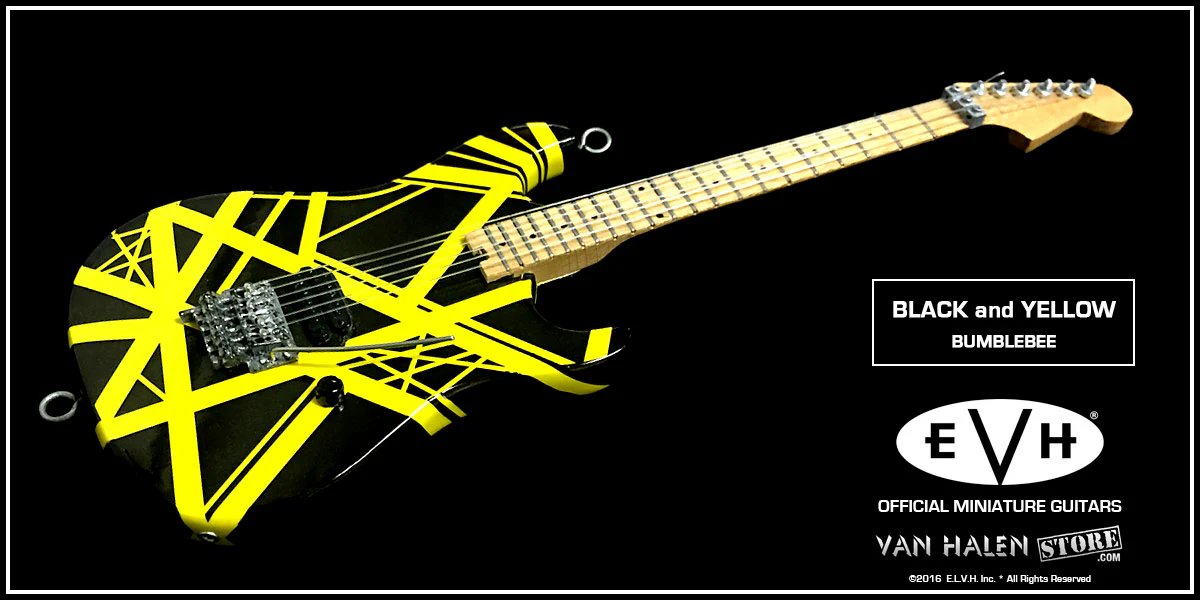 EVH Black and Yellow Mini Guitar - Image 8